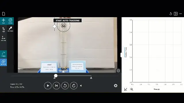 Análisis de video cuadro a cuadro del movimiento de una esfera con Vernier Video Analysis